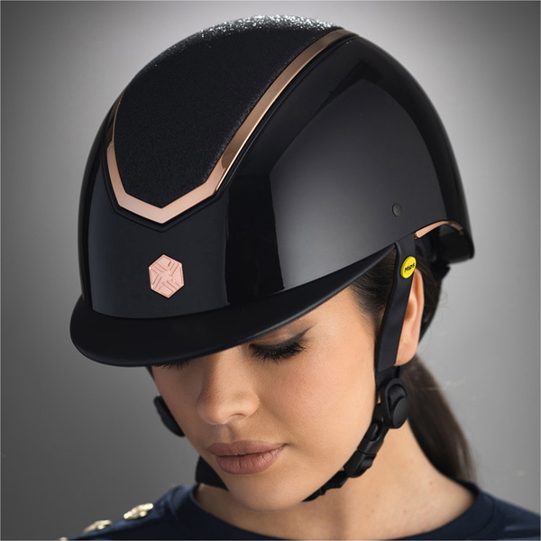 Charles Owen Kylo Standard Peak Riding Helmet KYLOC - Black Gloss / Rose Gold